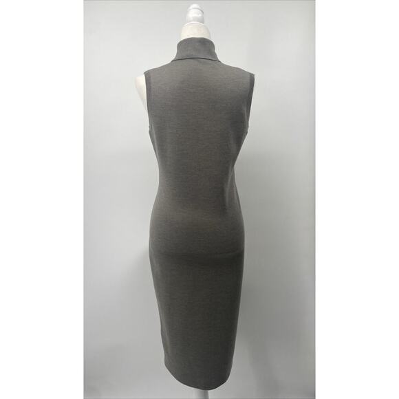 Ralph Lauren Purple Label Merino Wool Sleeveless Turtleneck Midi Dress M Gray - Picture 2 of 8